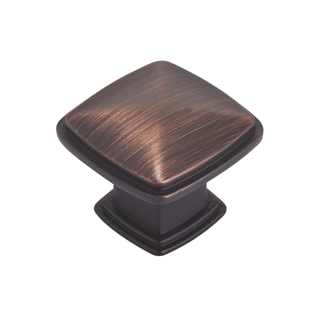 1 7/32" Square Knob with Beveled Accent in Brushed Oil Rubbed Bronze