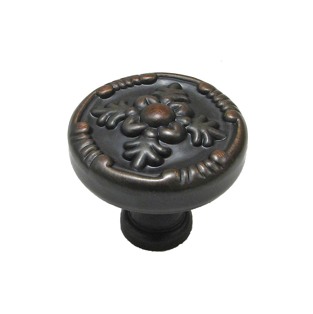 1 1/4" Diameter Embossed Knob in Brushed Oil Rubbed Bronze
