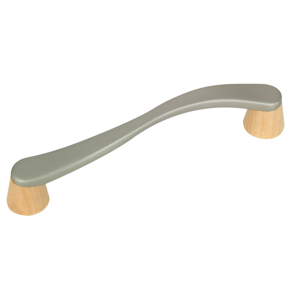 3 3/4" Centers Wave Handle in Maple Natural and Satin Nickel