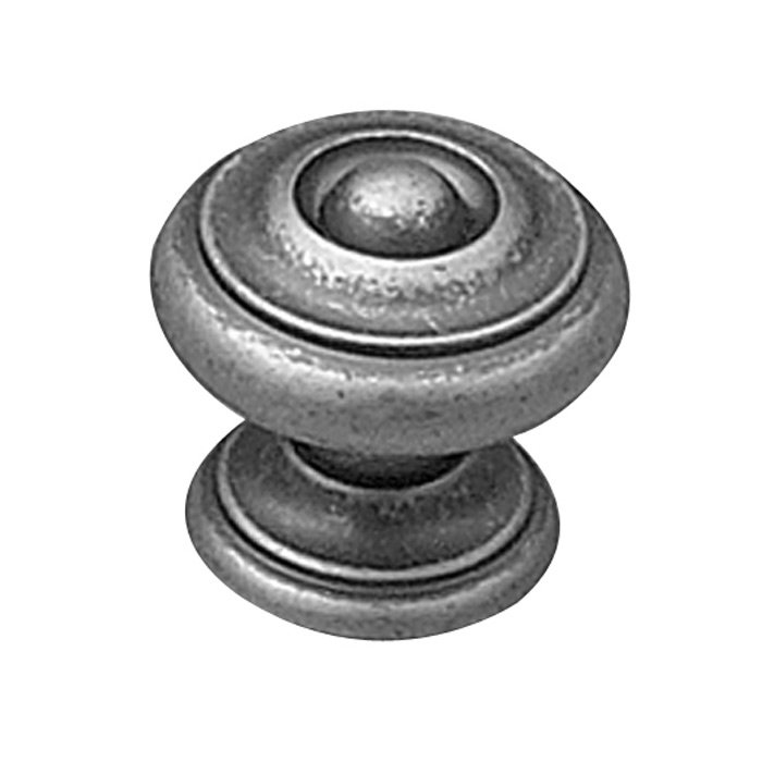 1 3/16" Diameter Beaded Knob with Wide Base in Pewter