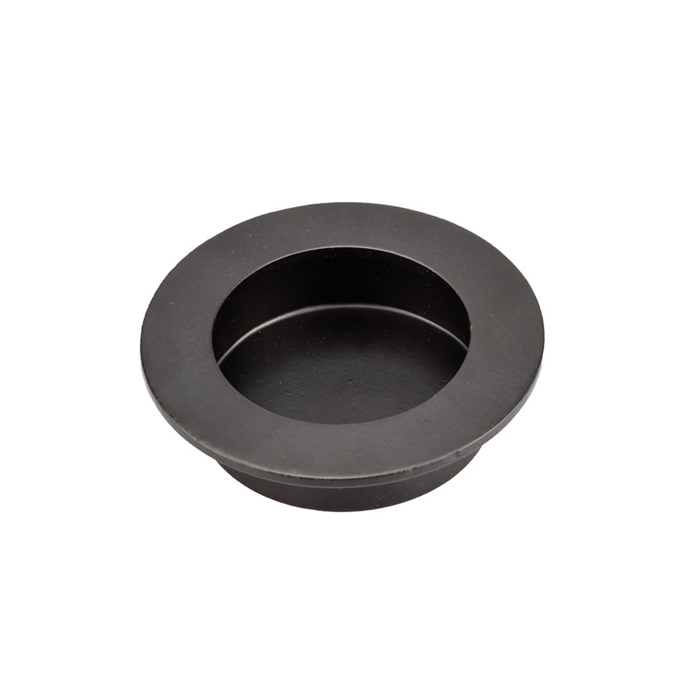 3 1/8" Round Recessed Forged Iron Pull In Matte Black
