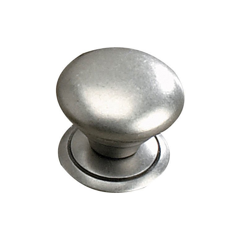 31/32" Round Traditional Brass Knob in Pewter