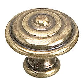 1 3/8" Round Traditional Brass Knob in Burnished Brass