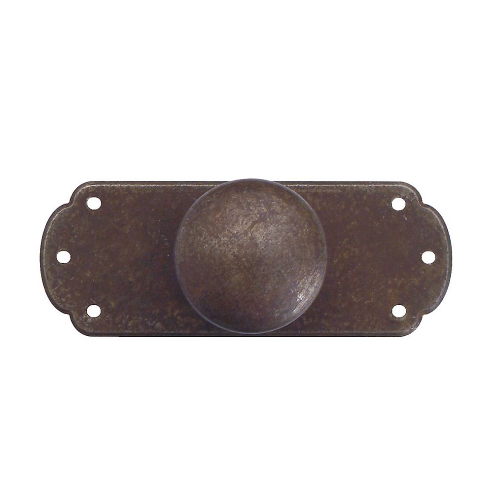 1 3/16" Round Traditional Knob with Plate in Antique Iron