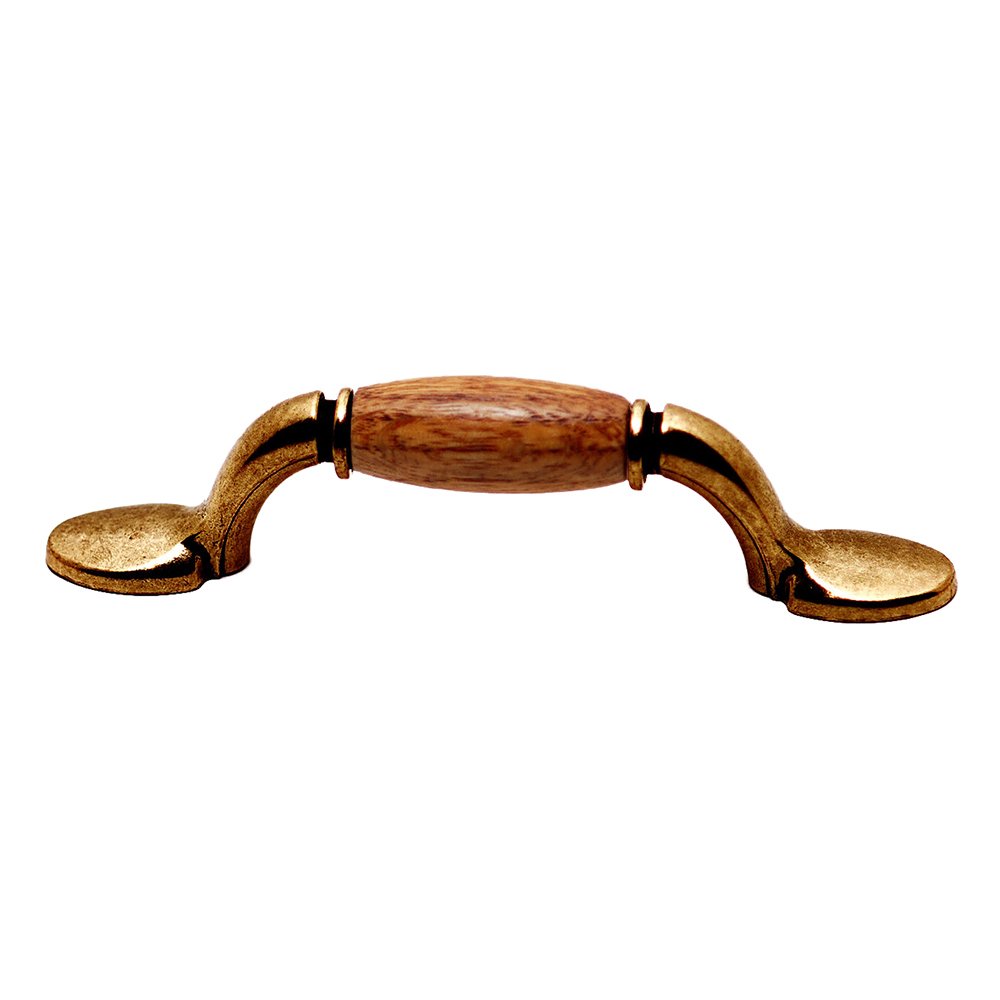 3" Center Handle in Burnished Brass and Rustic Oak