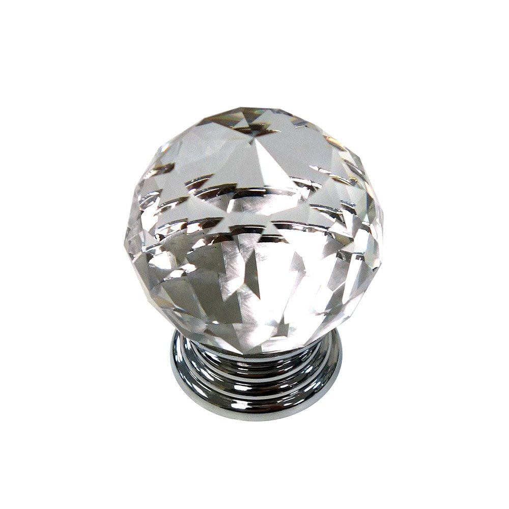 1 9/16" Round Eclectic Acrylic Knob in Clear With Chrome