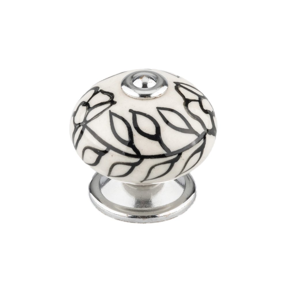 1 9/16" Round Eclectic Ceramic Knob in Polished Chrome