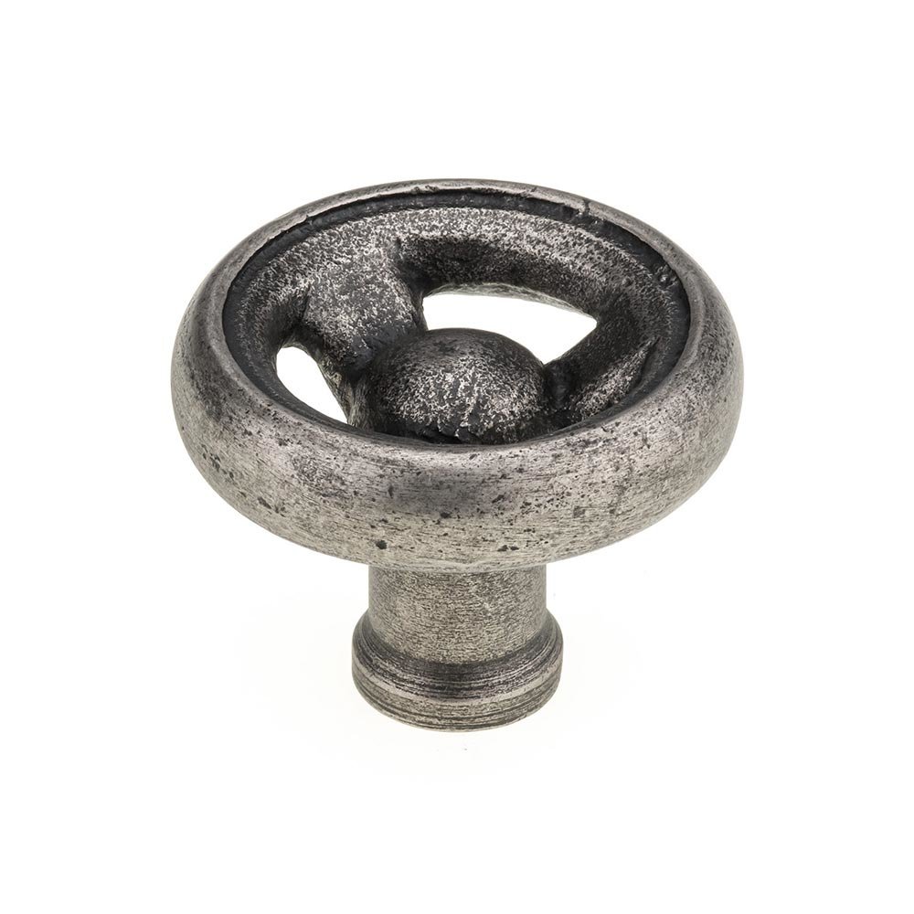 2 17/32" Round Eclectic Wrought Iron Knob in Pewter