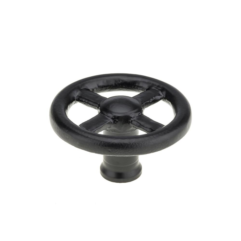 3 5/32" Round Eclectic Wrought Iron Knob in Black