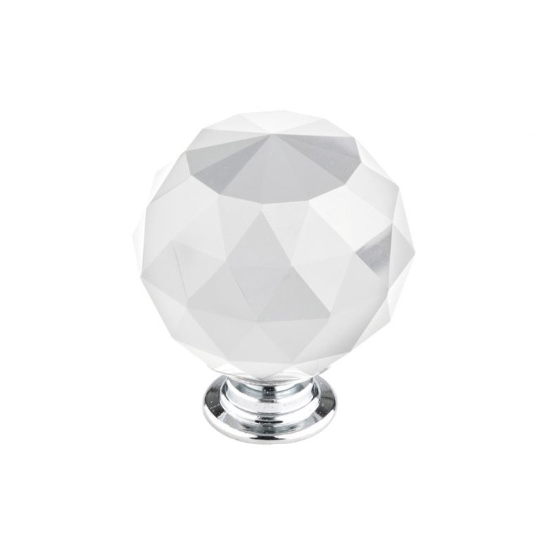 1 9/16" Round Contemporary Crystal Knob in Polished Chrome With Crystal