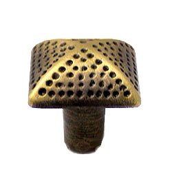 Square Knob with Divet Indents in Antique English