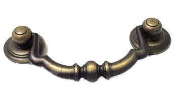 3" Center Sculptured Beaded Bail Pull in Antique English