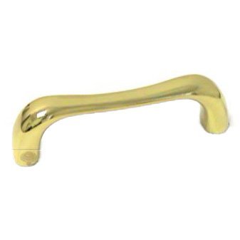 3" Center Contemporary Bent Middle Pull in Polished Brass