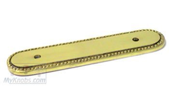 3" Centers Beaded Oblong Backplate in Polished Brass