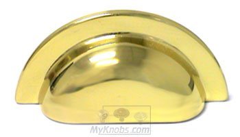 3" Centers Smooth Half Circle Cup Pull in Polished Brass