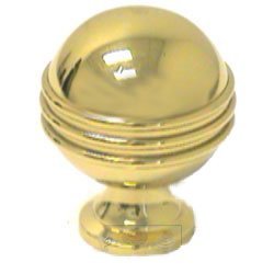 Ball Knob with Lines in Polished Brass