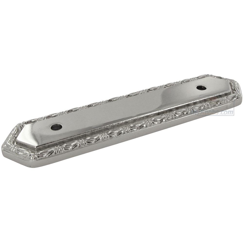3" Centers Deco-Leaf Edge Pull Backplate in Polished Nickel