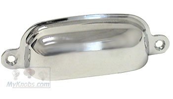 Flat Box Cup Pull in Polished Chrome