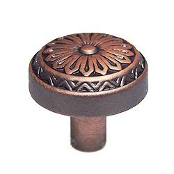 Flowery Ornate Knob in Distressed Copper