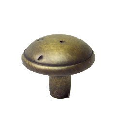 Distressed Mushroom Knob with Ring Edge Knob in Antique English