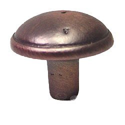 Distressed Mushroom Knob with Ring Edge Knob in Distressed Copper