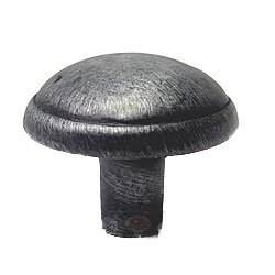 Distressed Mushroom Knob with Ring Edge Knob in Distressed Nickel