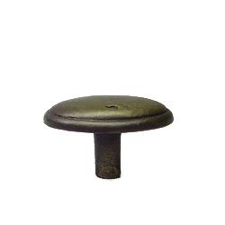 Distressed Heavy Oval Knob with Ring Edge in Antique English