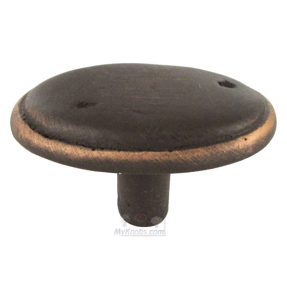 Distressed Oval Knob with Ring Edge in Valencia Bronze