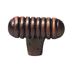 Distressed Small Ribbed Knob in Distressed Copper