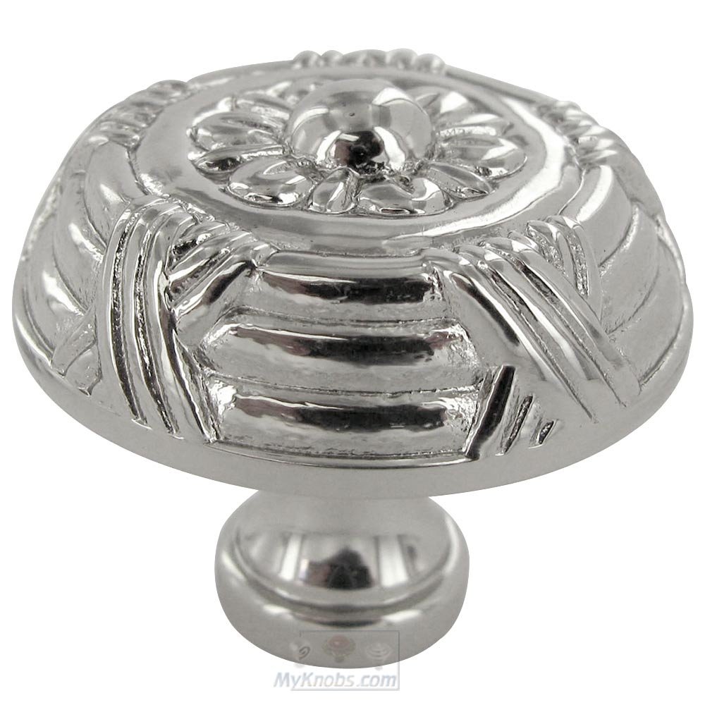 1 1/2" Diameter Large Crosses and Petals Knob in Polished Nickel