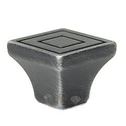 Large Contemporary Square Knob in Distressed Nickel