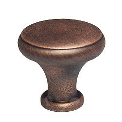 1 1/4" Solid Knob with Flat Edge in Distressed Copper