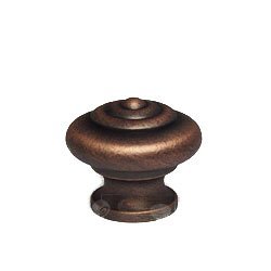 1" Solid Knob with Circle at Top in Distressed Copper