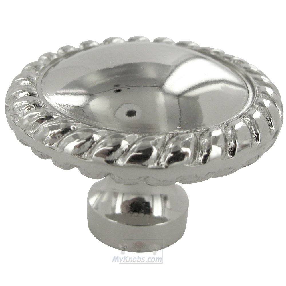 Plain Knob with Rope at Edge in Polished Nickel