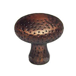 Solid Round Knob with Divet Indents in Distressed Copper