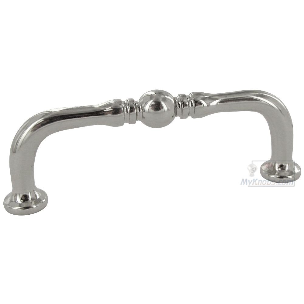 3" Centers Decorative Elongated Colonial Pull in Polished Nickel