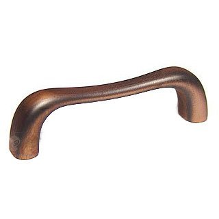 3" Center Contemporary Bent Middle Pull in Distressed Copper