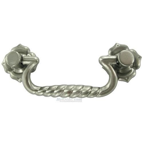 3" Center Rope Bail Pull with Clover Ends in Satin Nickel