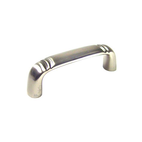 3" Center Smooth Pull with Curved Lines at Ends in Satin Nickel