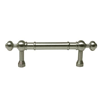 3" Centers Plain Pull with Decorative Ends in Satin Nickel