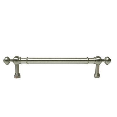 8" Centers Plain Pull with Decorative Ends In Satin Nickel