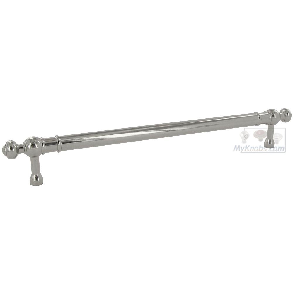 8" Centers Plain Pull with Decorative Ends in Polished Nickel