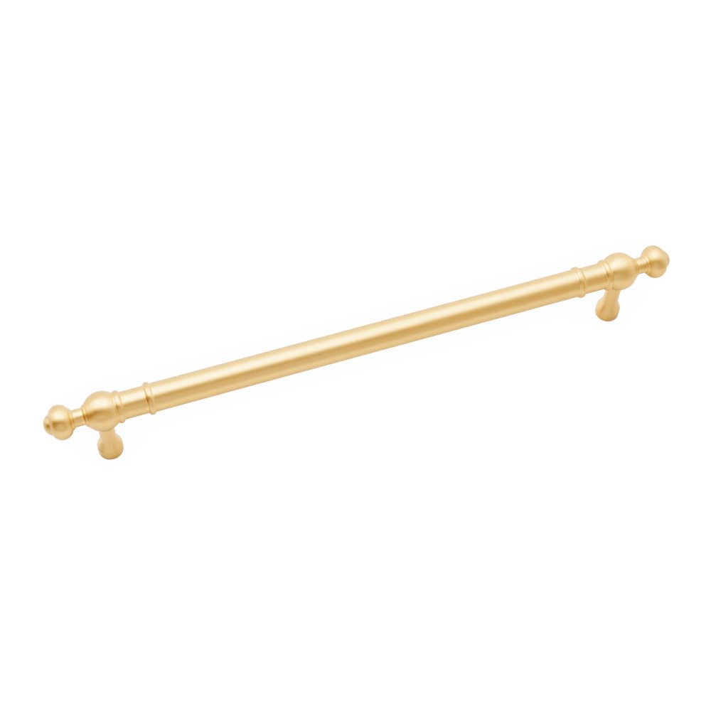 8" Centers Plain Pull with Decorative Ends In Satin Brass