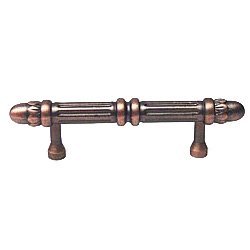 3" Centers Lined Rod Pull with Petals in Distressed Copper
