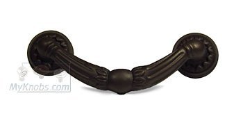 3" Center Ornate Drop Pull with Petal Bases in Oil Rubbed Bronze