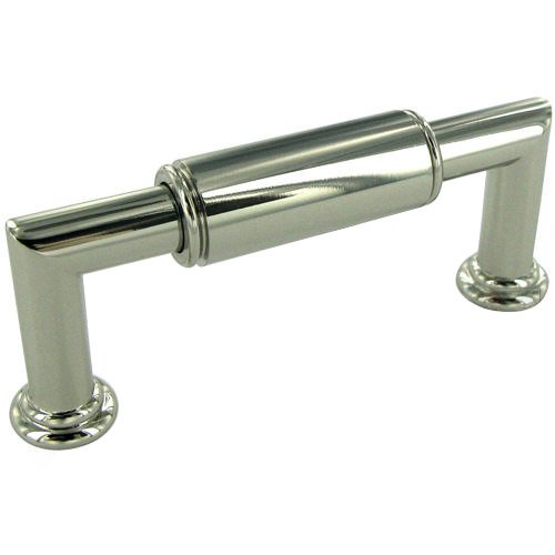 3" Centers Cylinder Middle Handle In Polished Nickel