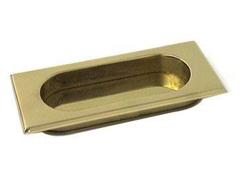 Thick Rectangle Flush Pull in Polished Brass