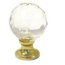 Acrylic Round Knob in Polished Brass