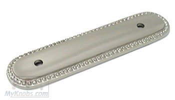 3" Centers Beaded Oblong Backplate in Satin Nickel