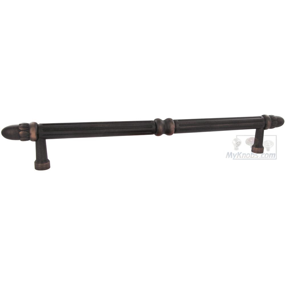 12" Centers Lined Rod Appliance Pull with Petals at End in Valencia Bronze